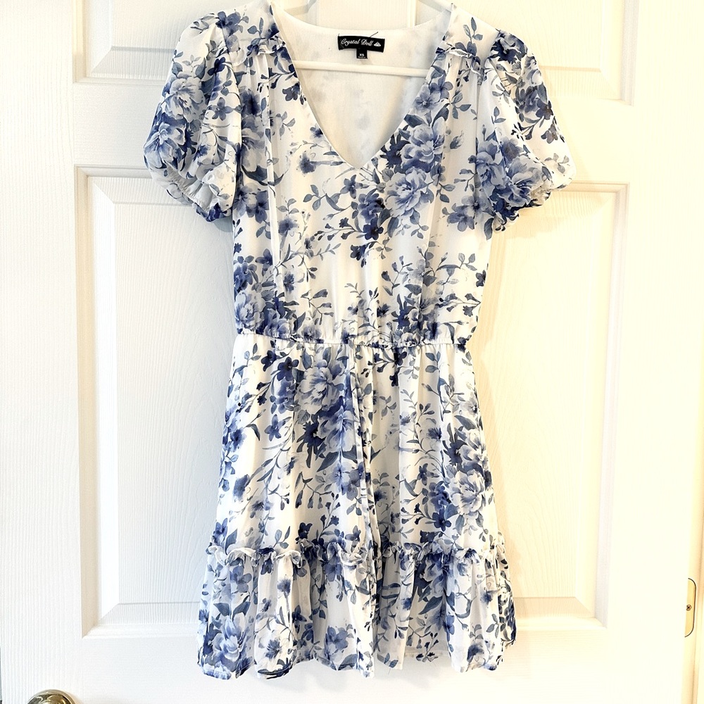 2/$25: Blue & White Floral Mini Dress
